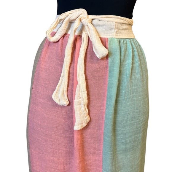 Multi Colored Stripe Maxi Wrap Skirt Casual - Picture 5 of 10